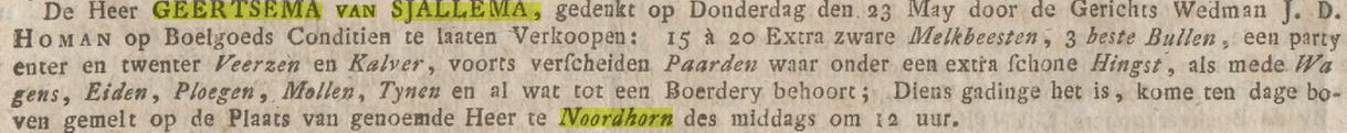 Groninger courant 14 mei 1799 Geertsema van Sjallema