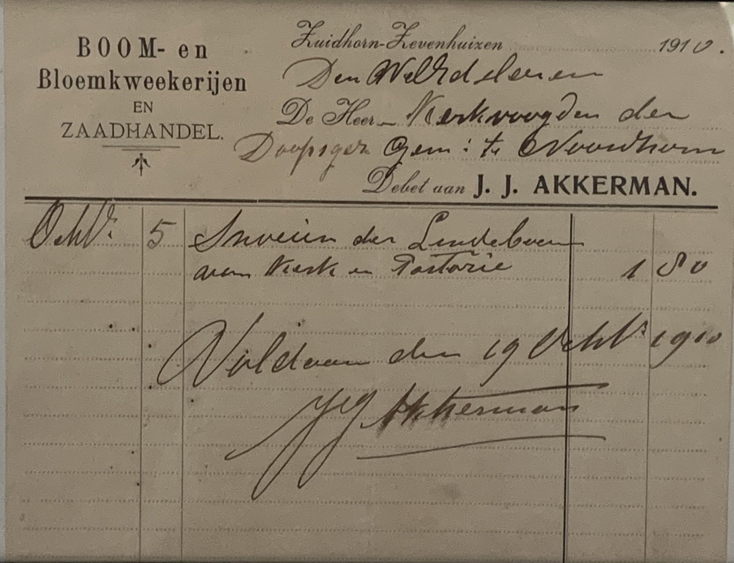 bomen snoeien doopsgezinde kerk kwitantie